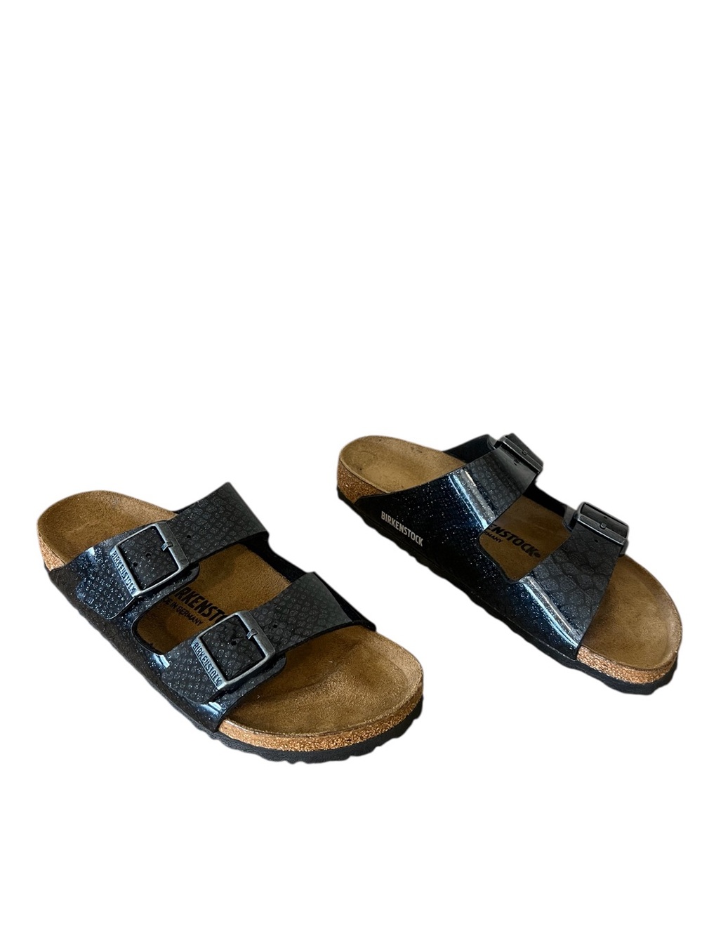 New Birkenstock Arizona sandals black magic snake glitter metallic sz 10-10.5